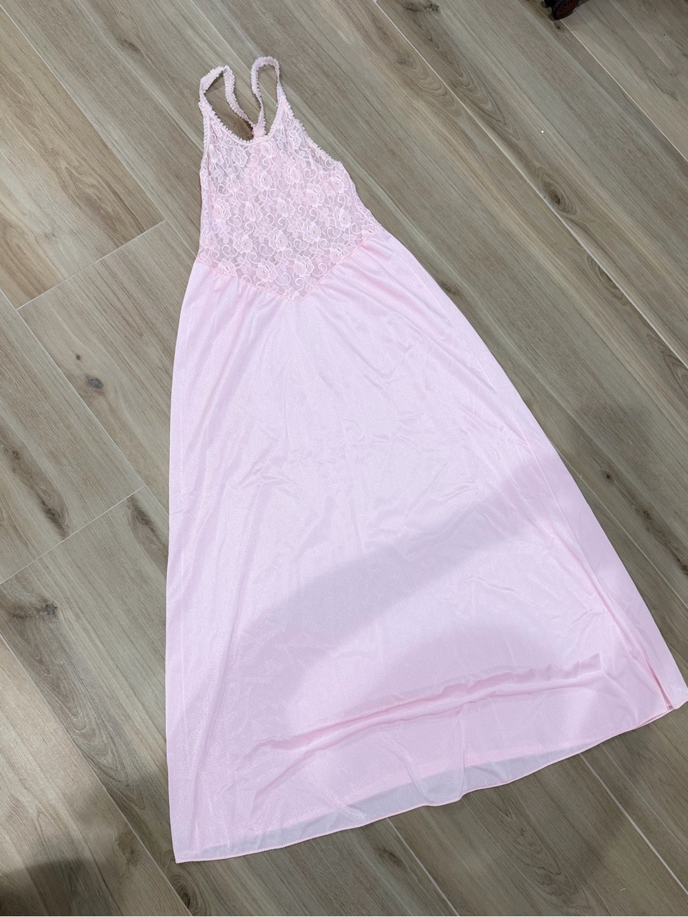 Vintage 1970s Avon Pink Lace Halter Nightgown